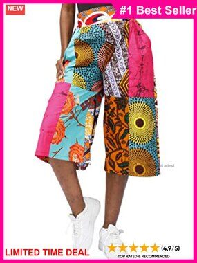 African Print Waist Pants 100% Cotton Ankara Flare Layered Palazzo Casual